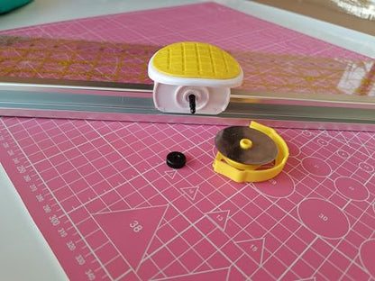 24"L x 6"W Rotary Cutter and Ruler Combo with 2Pcs Extra Blades, Fabric Cutter with Ergonomic Handle for Easy Fabric Cutting