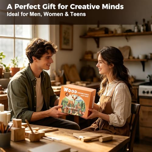 Wood Carving Kit with Tools, Whittling DIY Craft Kit for Adults & Beginners