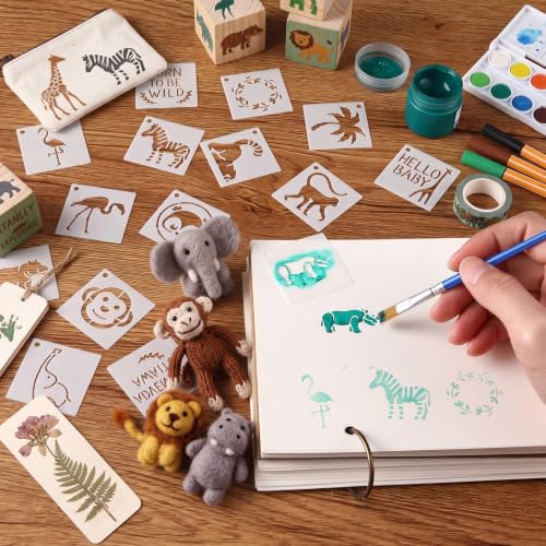 Fainne 100 Pcs 1.5 Inch Safari Theme Small Stencils for Crafts - style: Safari