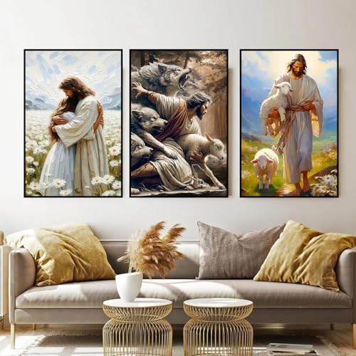 Axquilon 3 Packs Jesus Framed Paint by Numbers Kit for Adults 8x10in - color: 3 Pack Jesus with Easel
