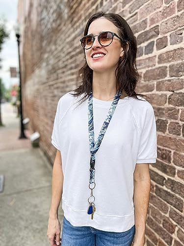 Limeloot Lanyard for Keys, ID Badge, Accessories | Neck Lanyard for Men and Women with Quick Release Buckle and Flat Ring - color: Hokusai Wave
