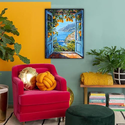 HITO Paint by Numbers Kit for Adults Seaside Scenery 16x20 Inch Frameless - color: Seaside Scenery