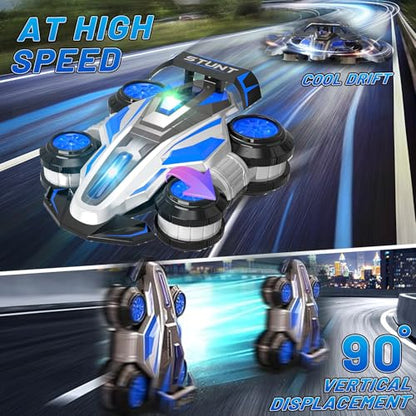High Speed Drift Remote Control Stunt Deformation Car,Kid's Gifts - color: Blue