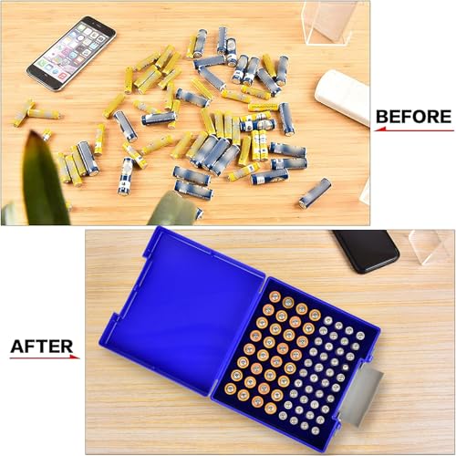 FULLCASE Battery Storage Organizer Holder Holds 72 AA AAA Batteries - color: Blue
