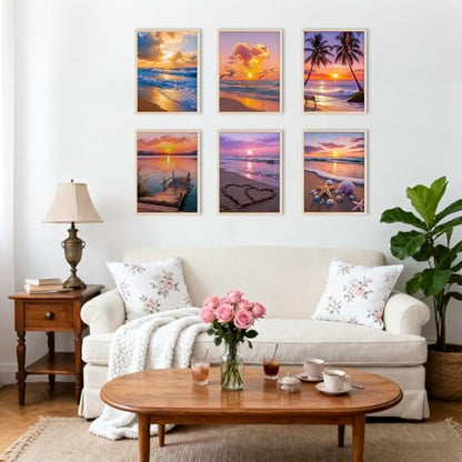DOTSOPS 6 Pack Beach Diamond Painting Kits for Adults Art Painting Kits - color: Beach