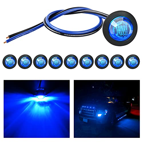 Nilight 3/4" Round LED Clearance Marker Lights,Blue, 10-Pack - color: Blue 10Pcs