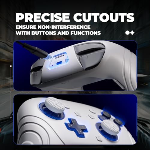 playvital for Nintendo Switch 2 Pro Controller Silicone Cover – Samurai Edition Protective Skin Case for Switch 2 Pro Controller with Back Button Caps & Thumb Grips & Stickers, Shockproof - White - color: White