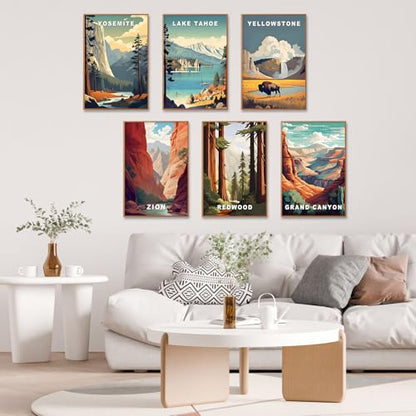 6 Pack Paint by Numbers Kit for Adults, National Parks Canvas Painting Set - color: Park-2