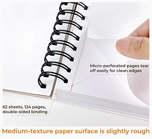 Ohuhu 7"x10" Mix Media Pad Art Sketchbook 62 Sheets for Painting Drawing - size: 7" x 10"