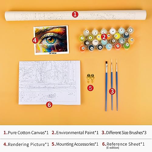 TUMOVO Colorful Eye Paint by Numbers Gift for Adults Beginners - color: Eyes