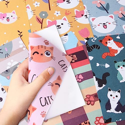 6x6" Cardstock Single Sided Scrapbooking,Craft Decorative Scrap Book Paper - color: 24sheets-cat