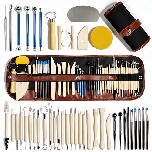 DaChihSheng 43 Pcs Clay Tools Kit Pottery Tools Polymer Clay Sculpting Tools Kit for Carving Air Dry Clay Tools Set for Adults Clay Sculpting Tools Ceramic Tools Graving Tools use for DIY Handicraft - color: Beige