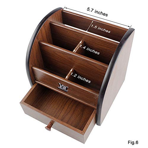 Remote control organizer with drawer, makeup organizers,office pencil holder for desk,wooden multifunctional tabletop storage case YCL828