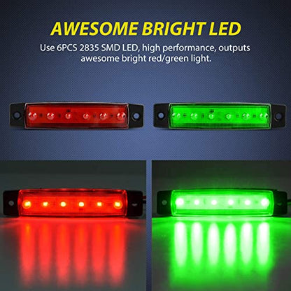 Nilight Side Marker Light 10PCS 3.8" Red Green 6LED Indicator Lights - color: 3.8" Red Green 10Pcs