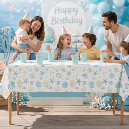 2 Pack Under the Sea Theme Plastic Disposable Tablecloth 54" x 108" - color: Sea Blue