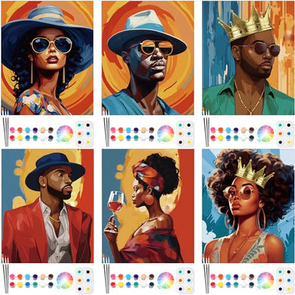 Dinifee 6 Pack Pre Drawn Canvas Painting Kit 8x10 Stretched,Couple - style: Couple