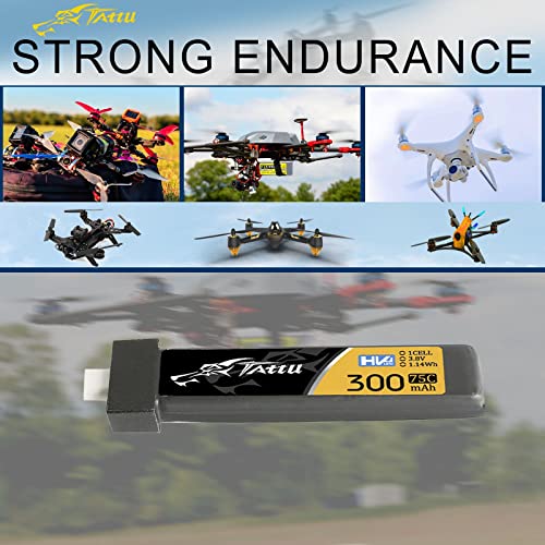 TATTU 300mAh 3.8V High Voltage 75C 1S1P Lipo Battery Pack with BT 2.0 Plug (5pcs)