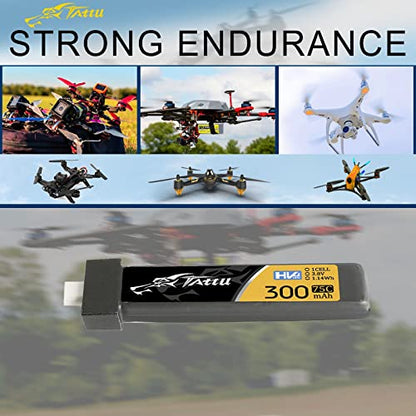 TATTU 300mAh 3.8V High Voltage 75C 1S1P Lipo Battery Pack with BT 2.0 Plug (5pcs)
