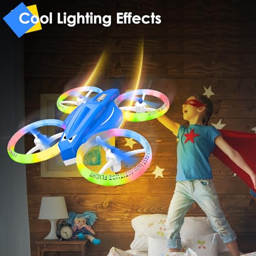 Drone for Kids with LED Light | Lisoco Indoor RC Drone with 360 Flip | 2 Batteries | Easy to Fly Mini Drone for Boys Girls Beginners | Flying Toy Gift (Dark Blue) - color: Dark Blue