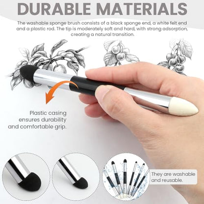6 Pcs Blending Sponge Pens Dual Tip Drawing Art Oil Pastel Blending Tools