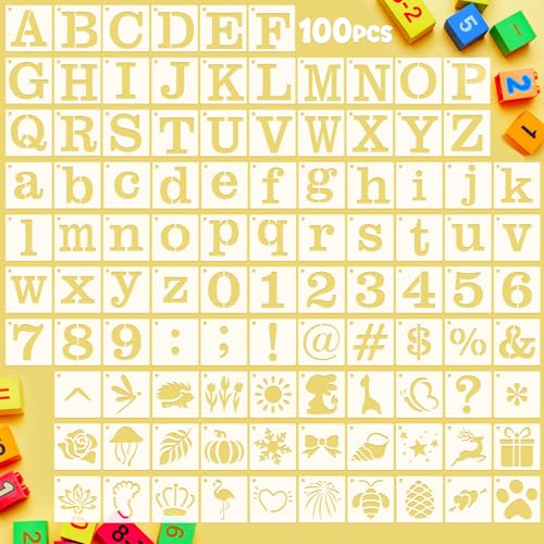Fainne 100 Pcs 1.5 Inch Small Stencils for Crafts,Letter,Symbol - style: Letter,Symbol