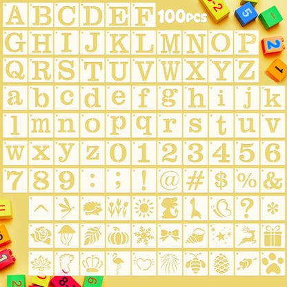 Fainne 100 Pcs 1.5 Inch Small Stencils for Crafts,Letter,Symbol - style: Letter,Symbol