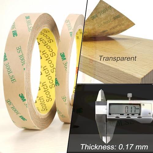3M 300LSE Double Sided Tape Heavy Duty, 0.75" × 36 Ft Clear Ultra Thin High Strength Automotive Mounting, Waterproof for Car Trim, Mirror, Rv, LED Strips, Electronics Invisible Bonding (0.75" × 36 Ft) - size: 0.75" × 36 Ft