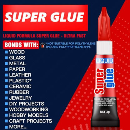 ALECPEA Super Glue, 48 X 3g, Liquid Instant Glue for Metal and Ceramic - color: Liquid