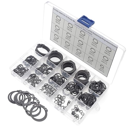 290PCS 15 Sizes Metric External C-Clip Retaining Ring Assortment Kit