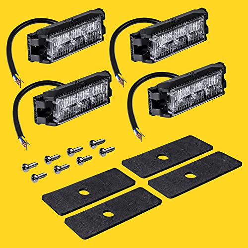 LAMPHUS NanoFlare 4pc 3W White LED Police Grill Strobe Warning Lights - color: White, size: 3W - 4 Pack