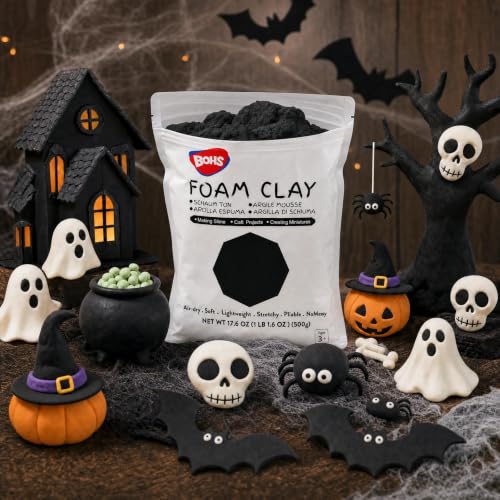 BOHS Foam Clay, Black Air Dry Modeling Clay, 3.3 lb, 3-Pack - color: Black, size: 1500 g
