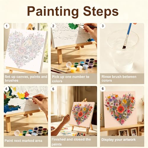 Gemozaic Flowers Paint by Numbers Kit for Adults with Frame and Easel - color: BKH2152