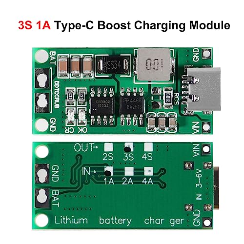 2PCS USB C BMS Step-up Boost Module 2S 3S 4S 1A 2A 4A 18650 Lithium Battery Charger Board for Li-Po Polymer Power Bank (3S 1A) - color: 3S1A