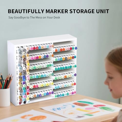 AUTOARK Wooden Marker Storage Organizer, White, AHK-066 - size: 270 Markers