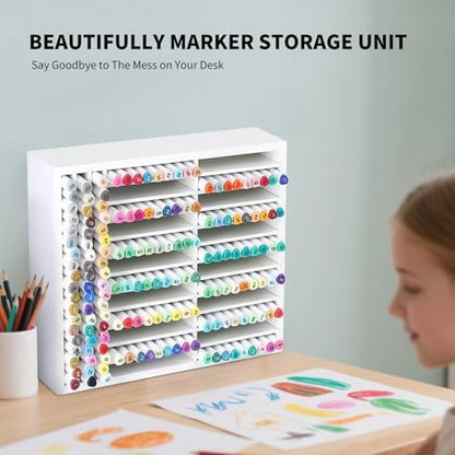 AUTOARK Wooden Marker Storage Organizer, White, AHK-066 - size: 270 Markers