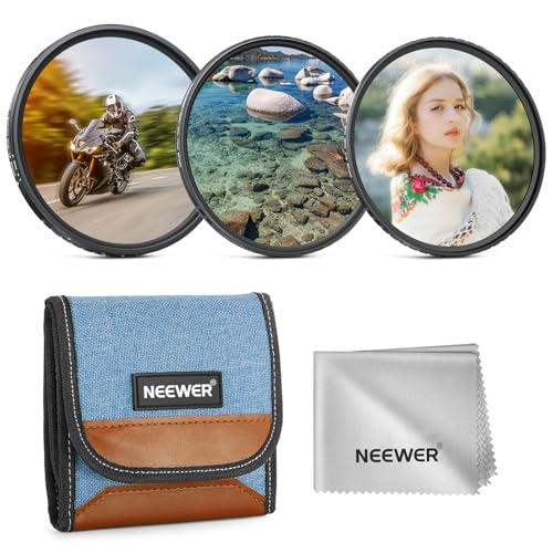 NEEWER 67mm Variable ND (2-32) + CPL + 1/4 Black Diffusion Filter for Mist Cinematic Effect (3 Pack), Camera Lens Filter Photography Accessories with AR/AF Coatings, Case & Cleaning Cloth - size: 67mm