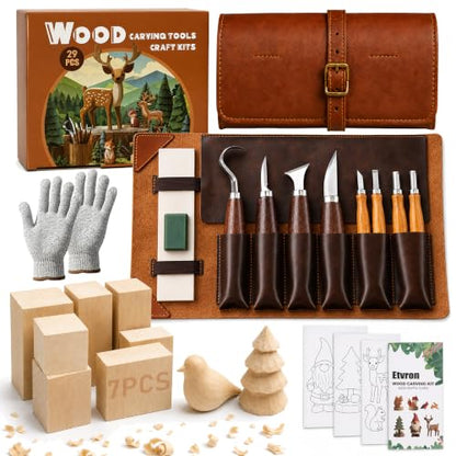 Wood Carving Kit with Tools, Whittling DIY Craft Kit for Adults & Beginners
