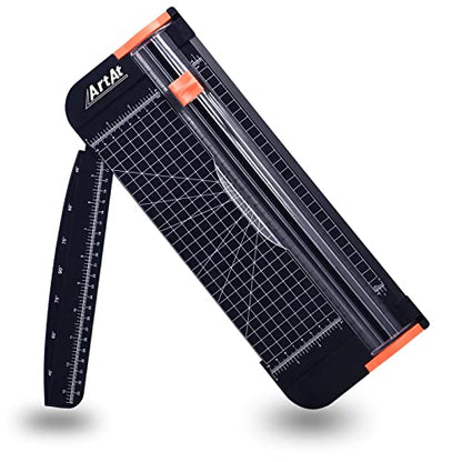 ArtAt A4 Paper Cutter 12 inch Black Paper Trimmer with Sliding Safety Blade