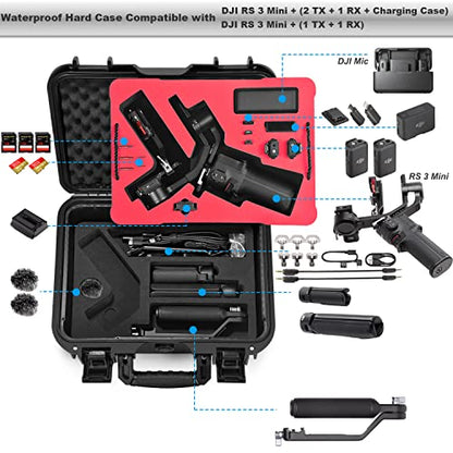 Lekufee Waterproof Hard Carrying Case for DJI RS 3 Mini, Gimbal Stabilizer, Mic 3/2/Mini (2 TX + 1 RX),& More Accessories(Case Only)