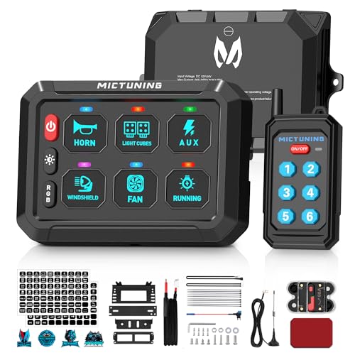 MICTUNING P1Y+ 6 Gang Switch Panel Wireless Remote Control Up to 230FT - color: Remote, size: 6 Gang