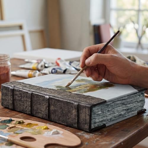 LEATHER VILLAGE Leather Journal Notebook Exposed Spine, Slate Grey 6x4. - color: Grey, size: 6 inches X 4 inches