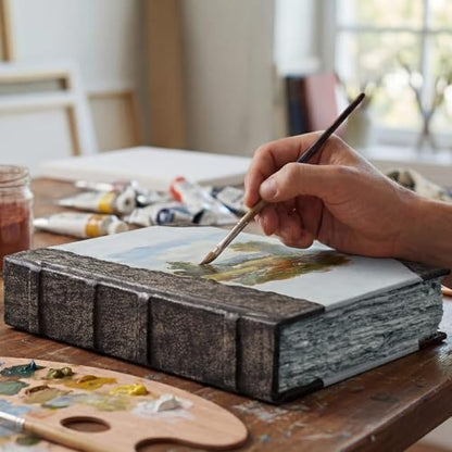 LEATHER VILLAGE Leather Journal Notebook Exposed Spine, Slate Grey 6x4. - color: Grey, size: 6 inches X 4 inches
