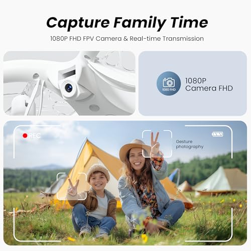 Ameta Morpho 1080P Camera Drone for Kids, RGB Lights, 2 Batteries, Kid Gift
