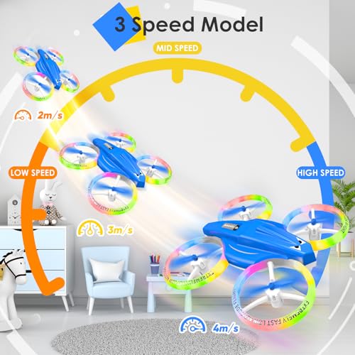 Drone for Kids with LED Light | Lisoco Indoor RC Drone with 360 Flip | 2 Batteries | Easy to Fly Mini Drone for Boys Girls Beginners | Flying Toy Gift (Dark Blue) - color: Dark Blue