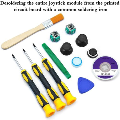 DLAND 19 Pcs Joysticks Replacement Parts Kit Compatible with Xbox One Controllers, Include Bumper Buttons, Replacement Thumbsticks, Hat Silicone, brush, Hat Covers with Repair Screwdriver Kit