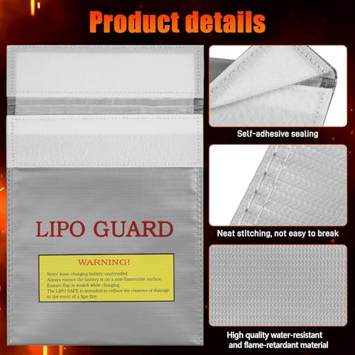 LiPo Guard Battery Safe Bag, Flame & Heat Resistant, 3 Pack (Small) - size: Small Size