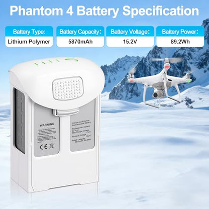 Phtanom 4 High Capacity (15.2V 5870mAh) Intelligent Flight Battery(1-Pack),Max 30 Mins Flight Time,Compatible with Phantom 4/4 Pro/4 Pro V2.0/4 Advanced/4 PTK Series Drone - size: battery*1