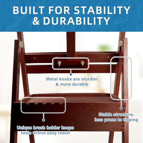 Falling in Art H-Frame Studio Easel with Storage Drawer, Walnut - style: Walnut