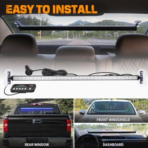 XRIDONSEN 35 inch Traffic Advisor Light Bar 144 LED Blue Emergency Lights - color: Blue