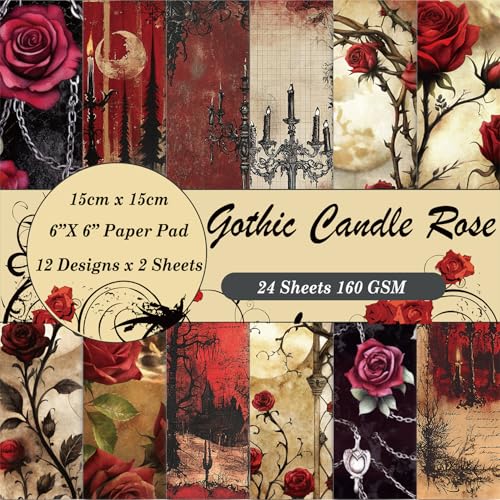 6x6" Cardstock Single Sided Scrapbooking,Craft Decorative Scrap Book Paper - color: 24sheets-Candle Rose